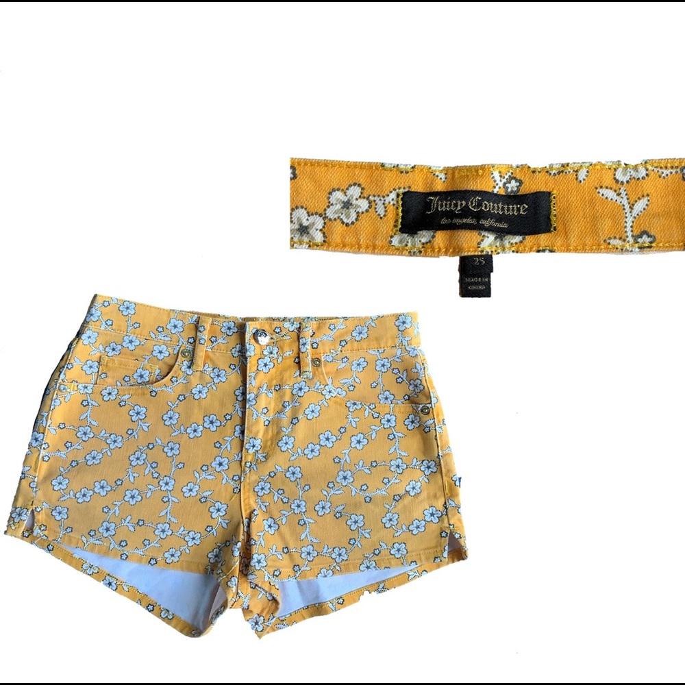 Yellow Short With Flower Print